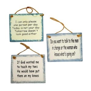 Set of 3 Wooden Hanging or Magnetic Wall Signs Plaques 5" x 4"
